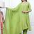 Green kali kurta set with fida dupatta