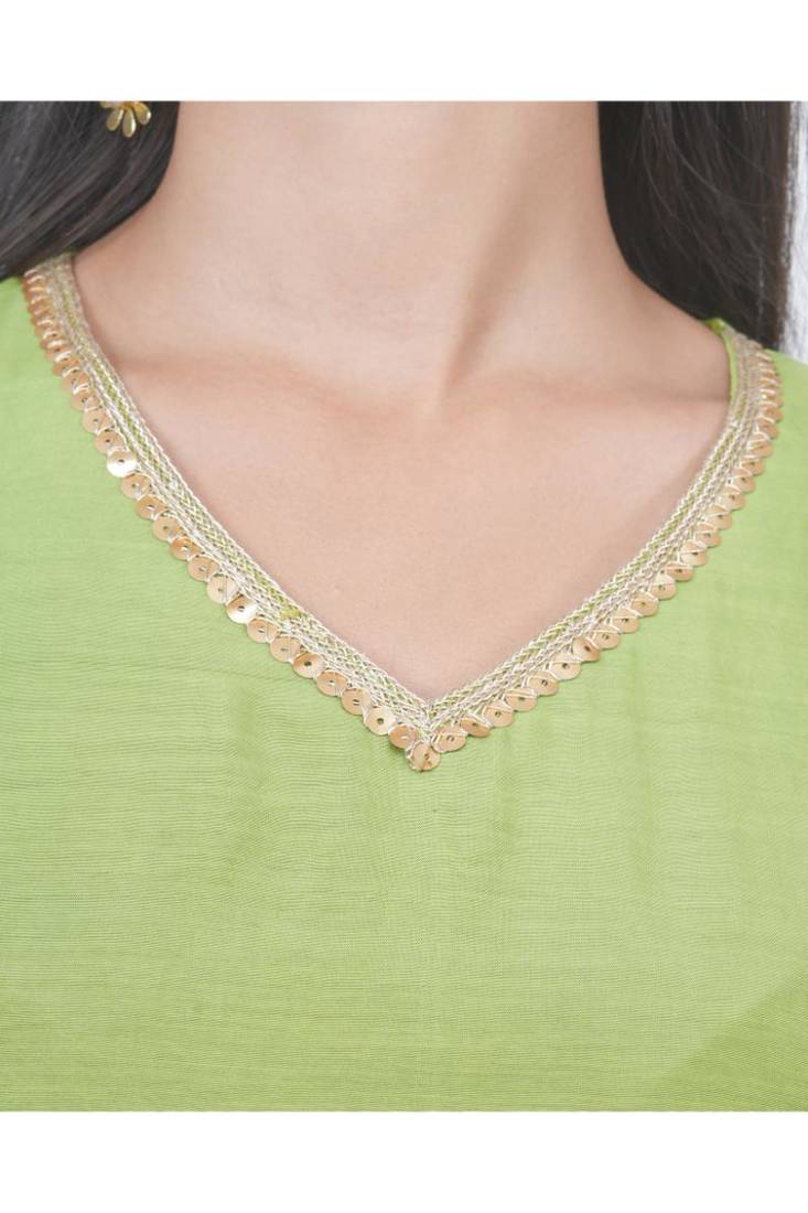 Green kali kurta set with fida dupatta