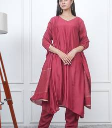 Red kali kurta set with fida dupatta