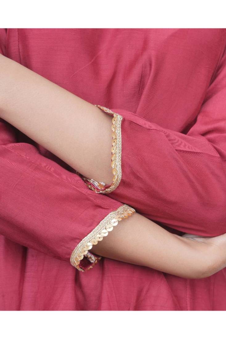 Red kali kurta set with fida dupatta