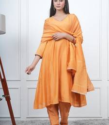 Orange kali kurta set with fida dupatta