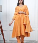Orange kali kurta set with fida dupatta