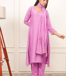 Lilac kali kurta set with fida dupatta