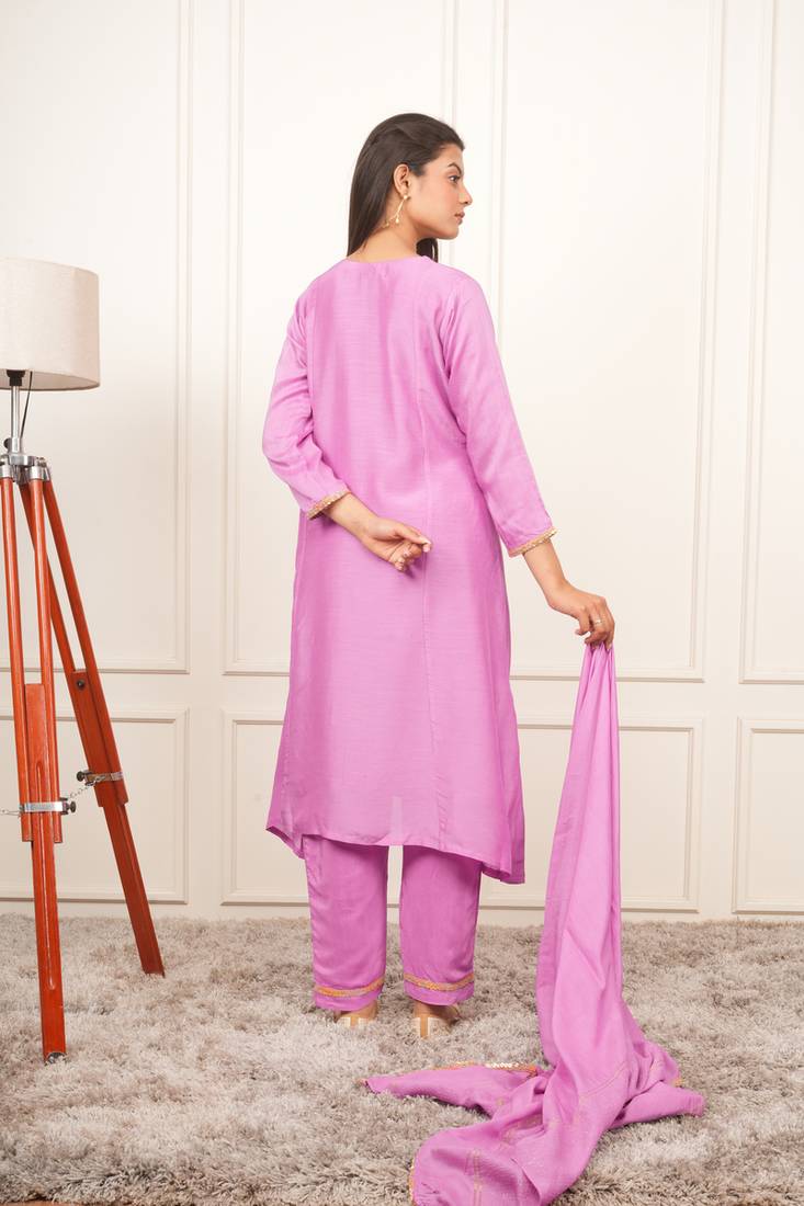 Lilac kali kurta set with fida dupatta