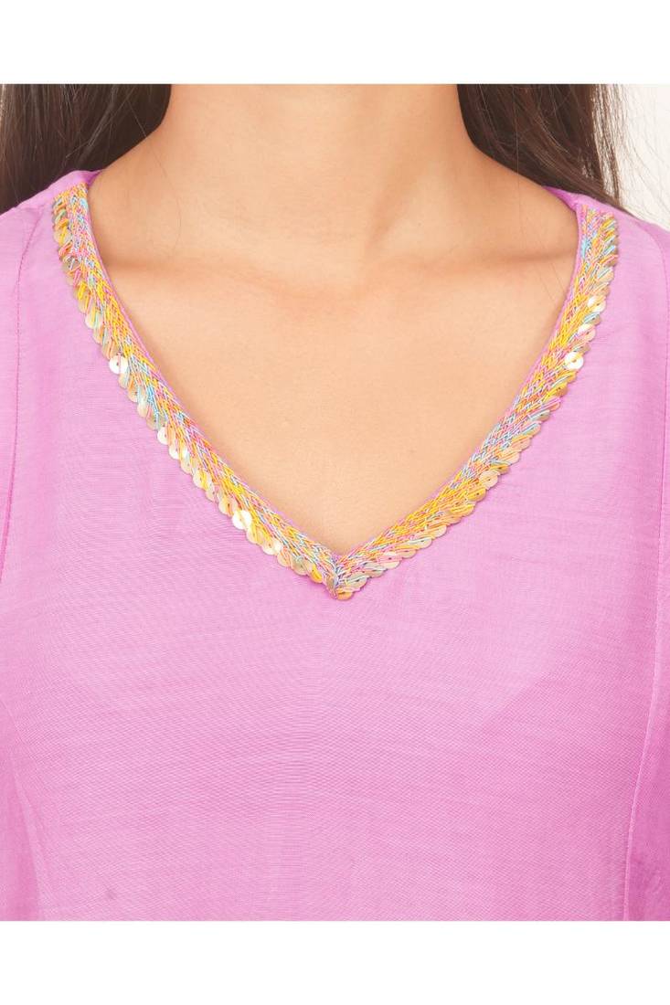 Lilac kali kurta set with fida dupatta