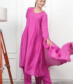 Magenta kali kurta set with fida dupatta