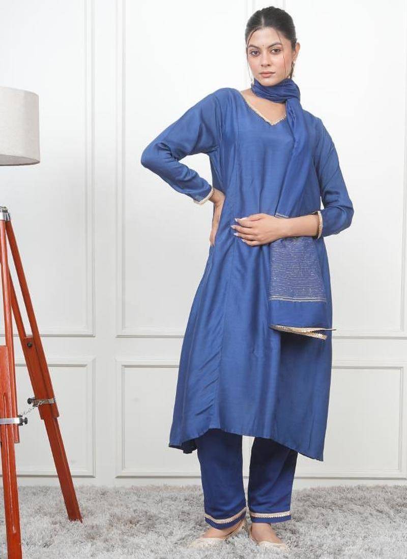 Navy kali kurta set with fida dupatta