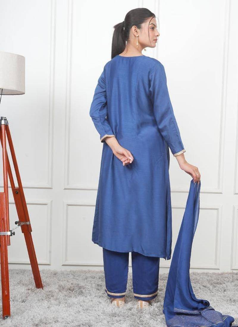 Navy kali kurta set with fida dupatta