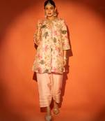 Pink embroidered cotton silk kurta set