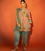 Multicolor embroidered cotton silk kurta set