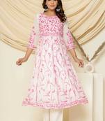 Pink aari embroidered anarkali suit set