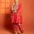Red embroidered cotton silk kurta set