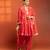 Red embroidered cotton silk kurta set