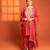 Red embroidered cotton silk kurta set
