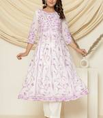 Purple aari embroidered anarkali suit set