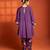 Purple embroidered cotton silk kurta set