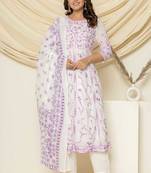 Grey aari embroidered anarkali suit set