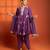 Purple embroidered cotton silk kurta set