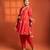 Red embroidered cotton silk kurta set