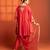 Red embroidered cotton silk kurta set