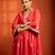 Red embroidered cotton silk kurta set