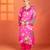 Fuchsia printed satin kurta set