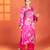 Fuchsia printed satin kurta set