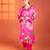 Fuchsia printed satin kurta set