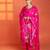 Fuchsia printed satin kurta set