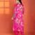 Fuchsia printed satin kurta set