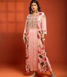 Pink embroidered silk kurta set