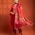 Red embroidered silk kurta set