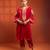 Red embroidered silk kurta set