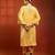 Yellow embroidered silk kurta set
