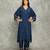 Blue embroidered crepe kurta set