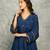 Blue embroidered crepe kurta set
