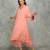 Peach embroidered crepe kurta set