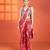 Red  floral printed crepe saree