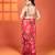 Red  floral printed crepe saree