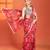 Red  floral printed crepe saree