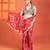 Red  floral printed crepe saree