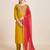Mustard Embroidered Chanderi Fabric Straight Kurta, Pant and Dupatta Set