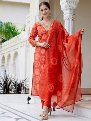 Women's Gorgeous Rayon Embroidery Straight Kurta with Pant And Dupatta Set 1