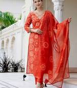 Women's Gorgeous Rayon Embroidery Straight Kurta with Pant And Dupatta Set