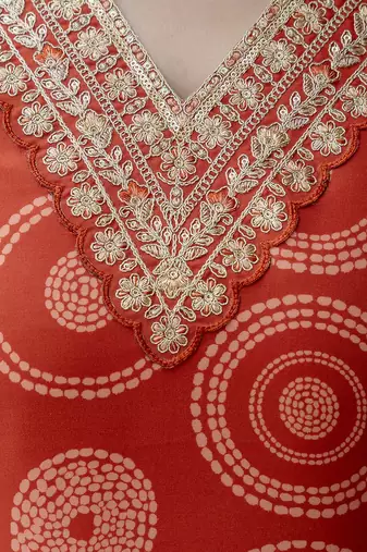 Women's Gorgeous Rayon Embroidery Straight Kurta with Pant And Dupatta Set
