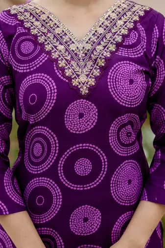 Women's Gorgeous Rayon Embroidery Straight Kurta with Pant And Dupatta Set