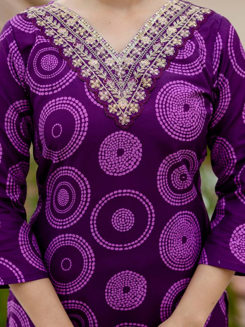 Women's Gorgeous Rayon Embroidery Straight Kurta with Pant And Dupatta Set