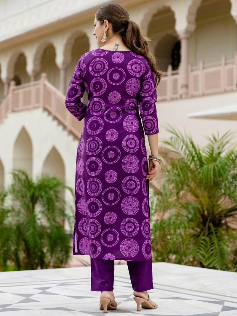Women's Gorgeous Rayon Embroidery Straight Kurta with Pant And Dupatta Set