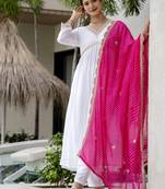 Women's Gorgeous Embroidery Chandrei Fabric Straight Kurta, Pant and Dupatta Set