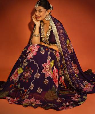 Purple embroidered organza Lehenga 3